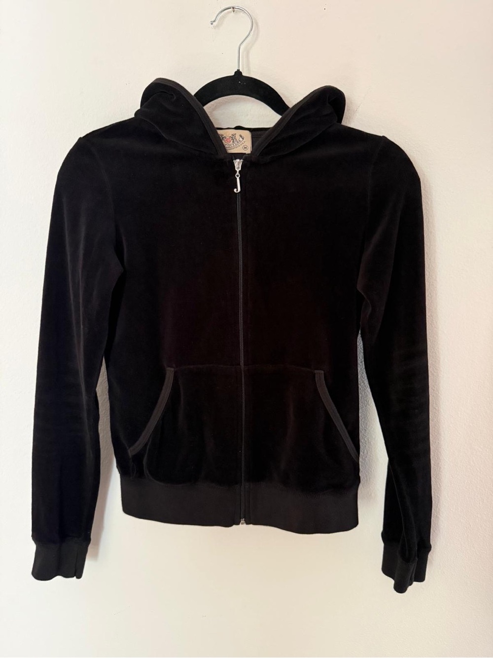 Juicy Couture Vintage Y2K Black Velour Tracksuit M Low Rise Bootcut Pants Set - Picture 2 of 14